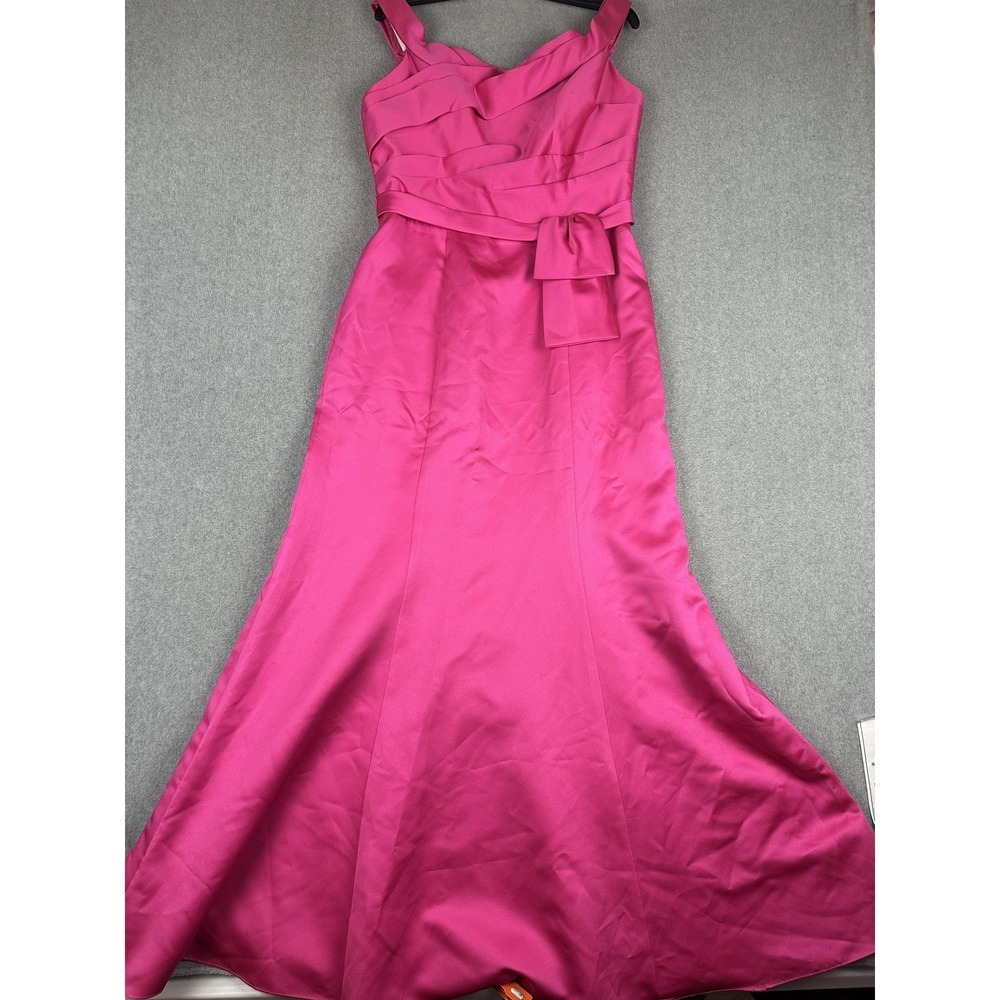 Alfred Angelo Dress Womens UK 14 Pink Satin Bow A-Line Sleeveless Gown Formal